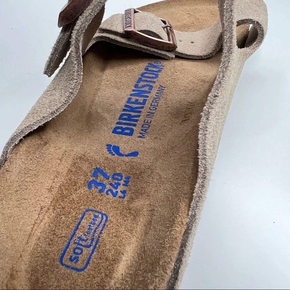 NEW BIRKENSTOCK Arizona Soft Slide Sandal Taupe Suede Size 37 EU 6 - 6.5… narrow_7